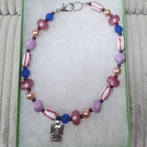 Colorful Beaded Candy Like Necklace with Angel Pendant